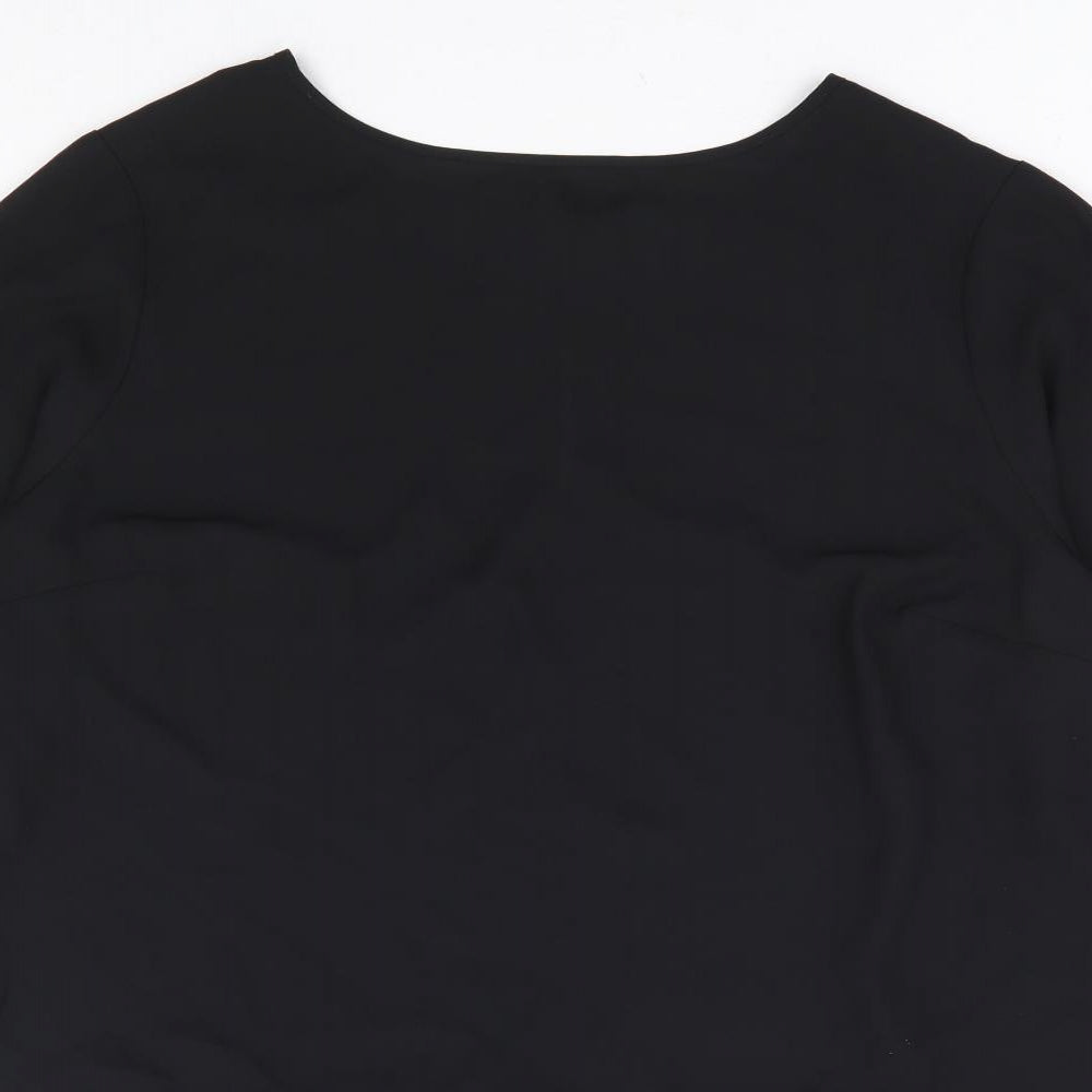 Papaya Womens Black Polyester Basic Blouse Size 18 Round Neck