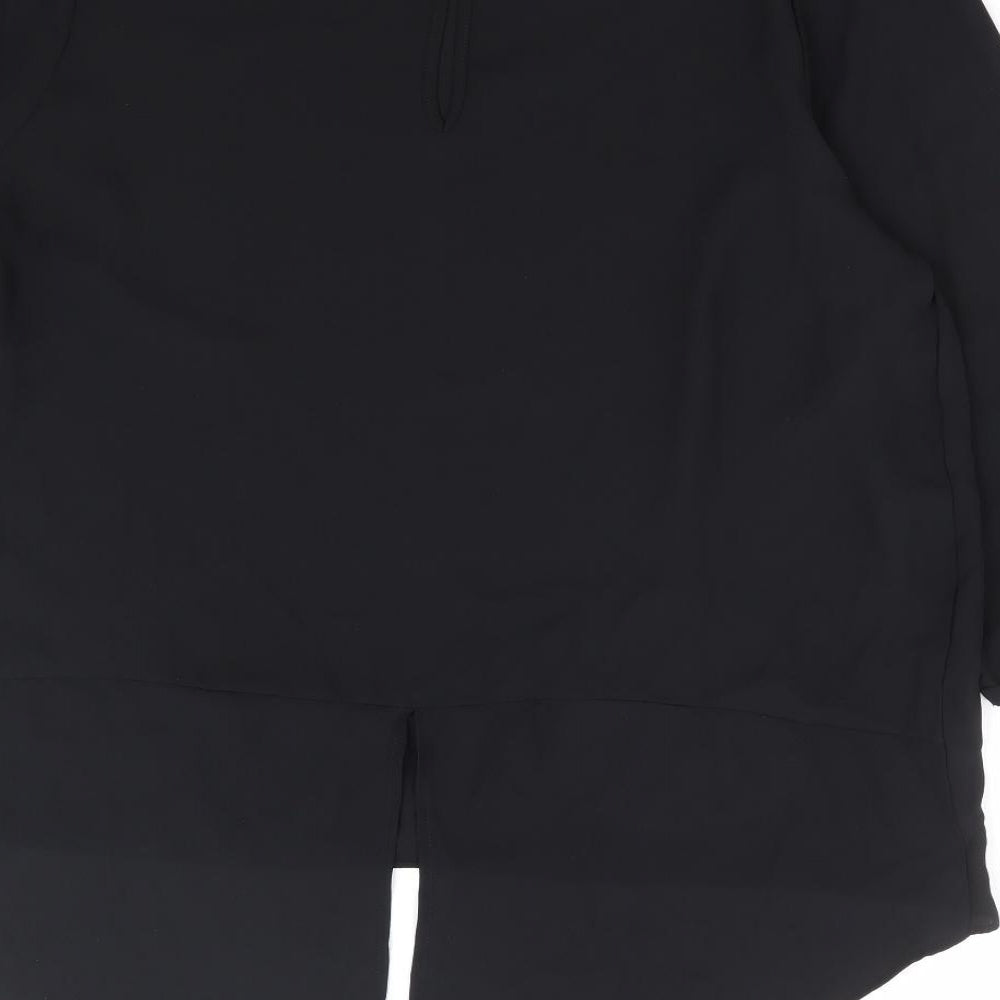 Papaya Womens Black Polyester Basic Blouse Size 18 Round Neck