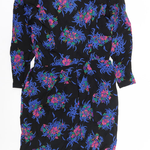 Liz Clairborne Womens Multicoloured Floral Rayon A-Line Size 6 Round Neck Zip