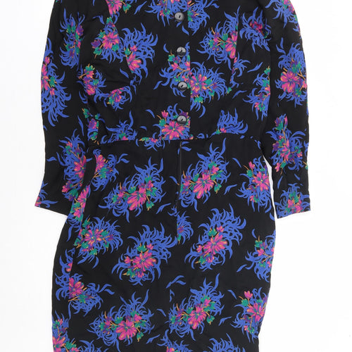Liz Clairborne Womens Multicoloured Floral Rayon A-Line Size 6 Round Neck Zip