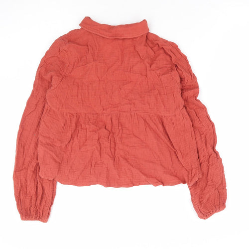 SheIn Womens Orange 100% Cotton Basic Blouse Size XS Collared