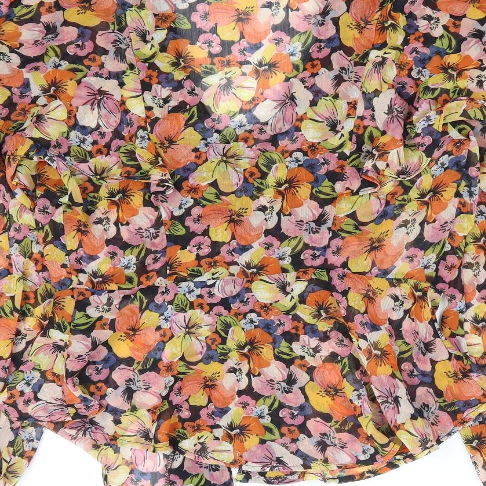 Topshop Womens Multicoloured Floral Polyester Basic Blouse Size 8 V-Neck
