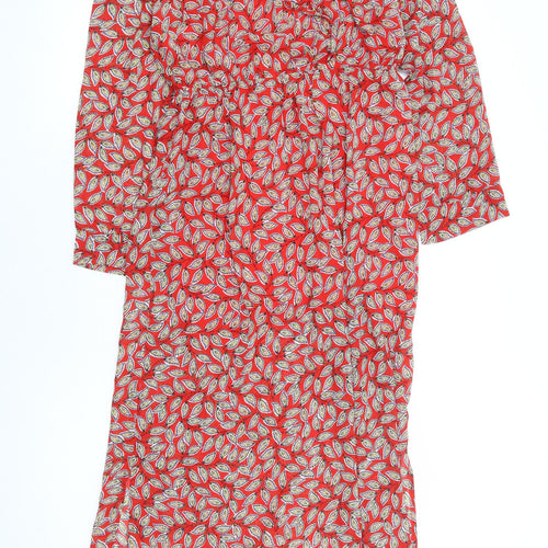 Sheilay Womens Red Floral Polyester Fit & Flare Size S Round Neck Tie
