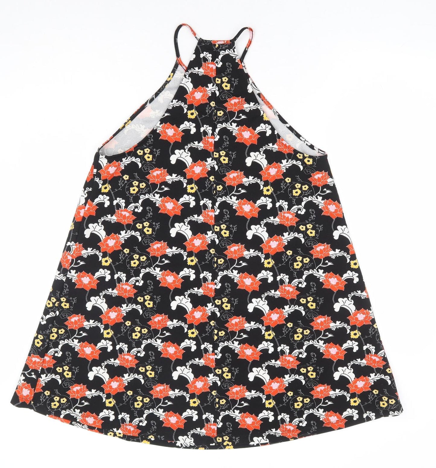 Zara Womens Black Floral Polyester A-Line Size S Crew Neck Pullover - Racer Back