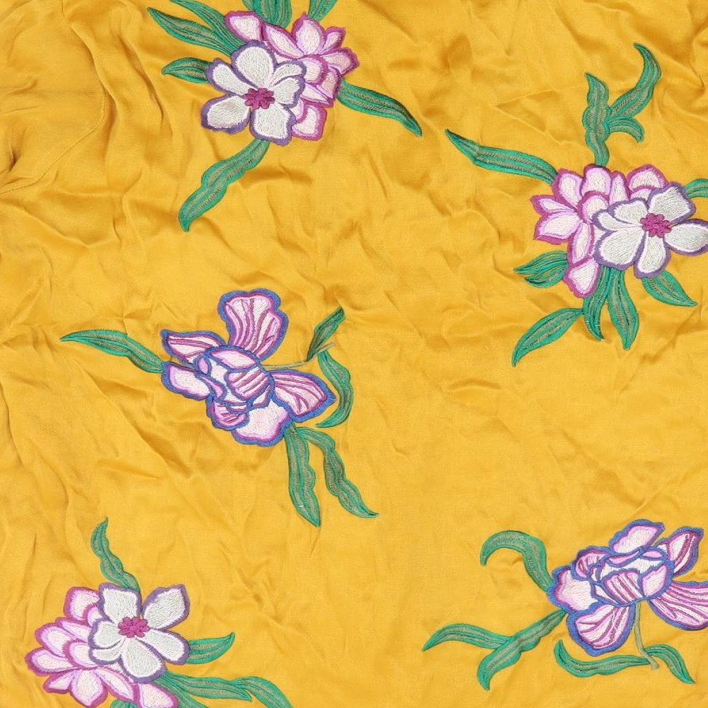 Seen Worn Kept Womens Yellow Floral Viscose Basic Button-Up Size 10 Collared