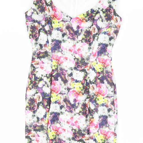 Coleen Womens Multicoloured Floral Polyester Pencil Dress Size 12 Sweetheart Zip