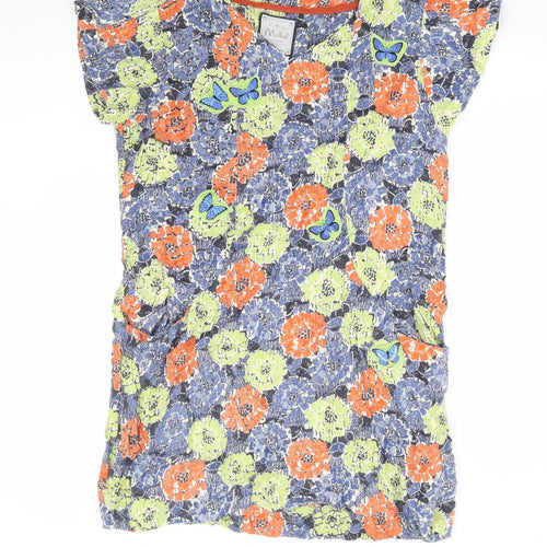 Mistral Womens Multicoloured Floral Viscose Shift Size 14 V-Neck Pullover - Butterfly