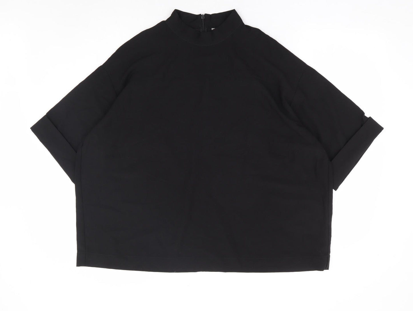 Boohoo Womens Black Polyester Basic Blouse Size 18 Mock Neck