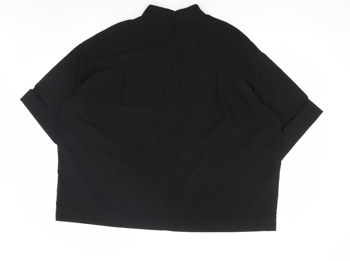 Boohoo Womens Black Polyester Basic Blouse Size 18 Mock Neck