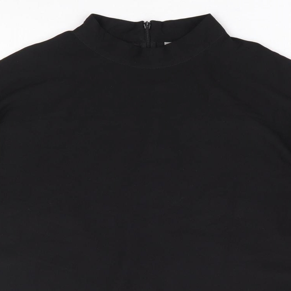 Boohoo Womens Black Polyester Basic Blouse Size 18 Mock Neck