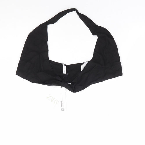 Zara Womens Black Linen Cropped Tank Size S Halter - Bralette