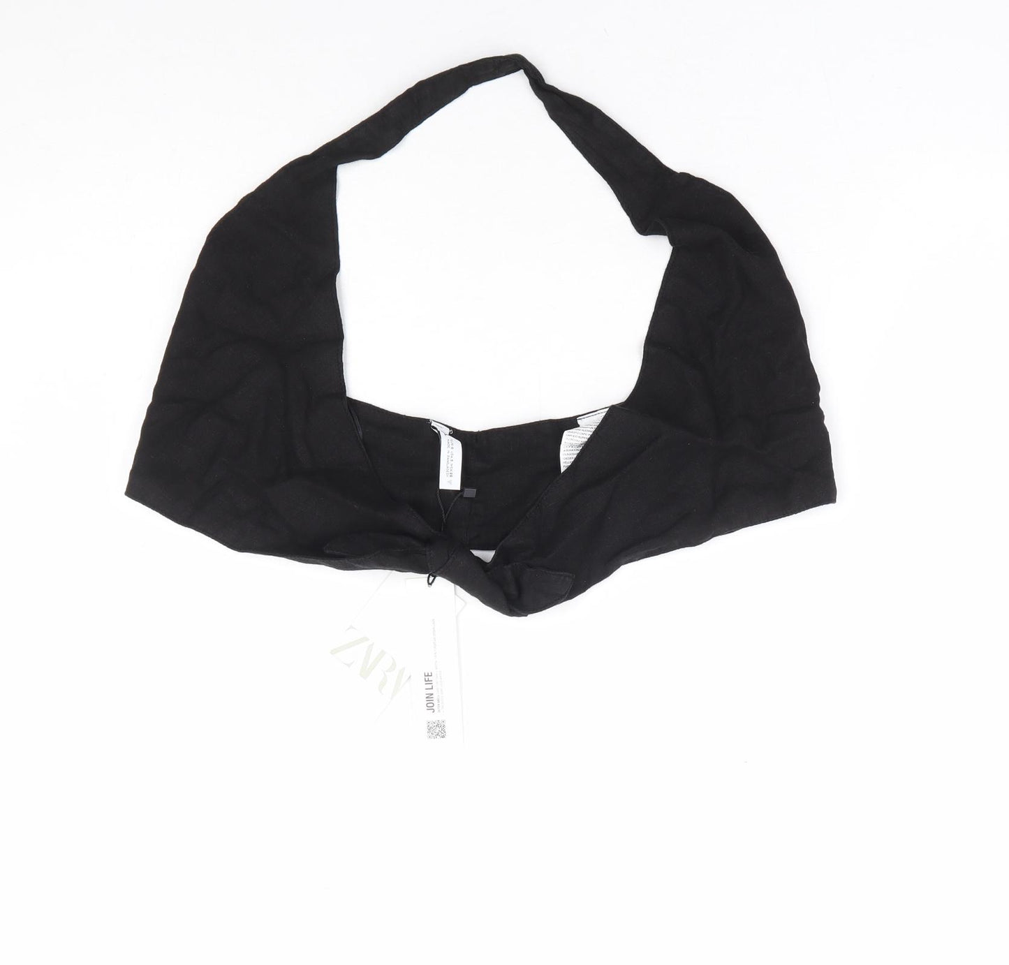 Zara Womens Black Linen Cropped Tank Size S Halter - Bralette