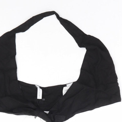 Zara Womens Black Linen Cropped Tank Size S Halter - Bralette