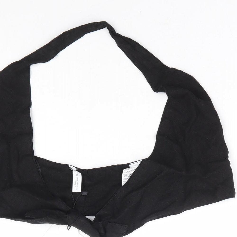 Zara Womens Black Linen Cropped Tank Size S Halter - Bralette
