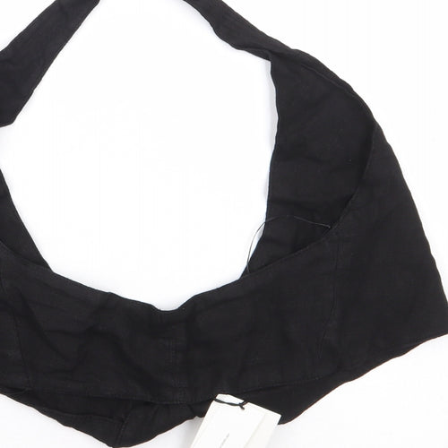 Zara Womens Black Linen Cropped Tank Size S Halter - Bralette