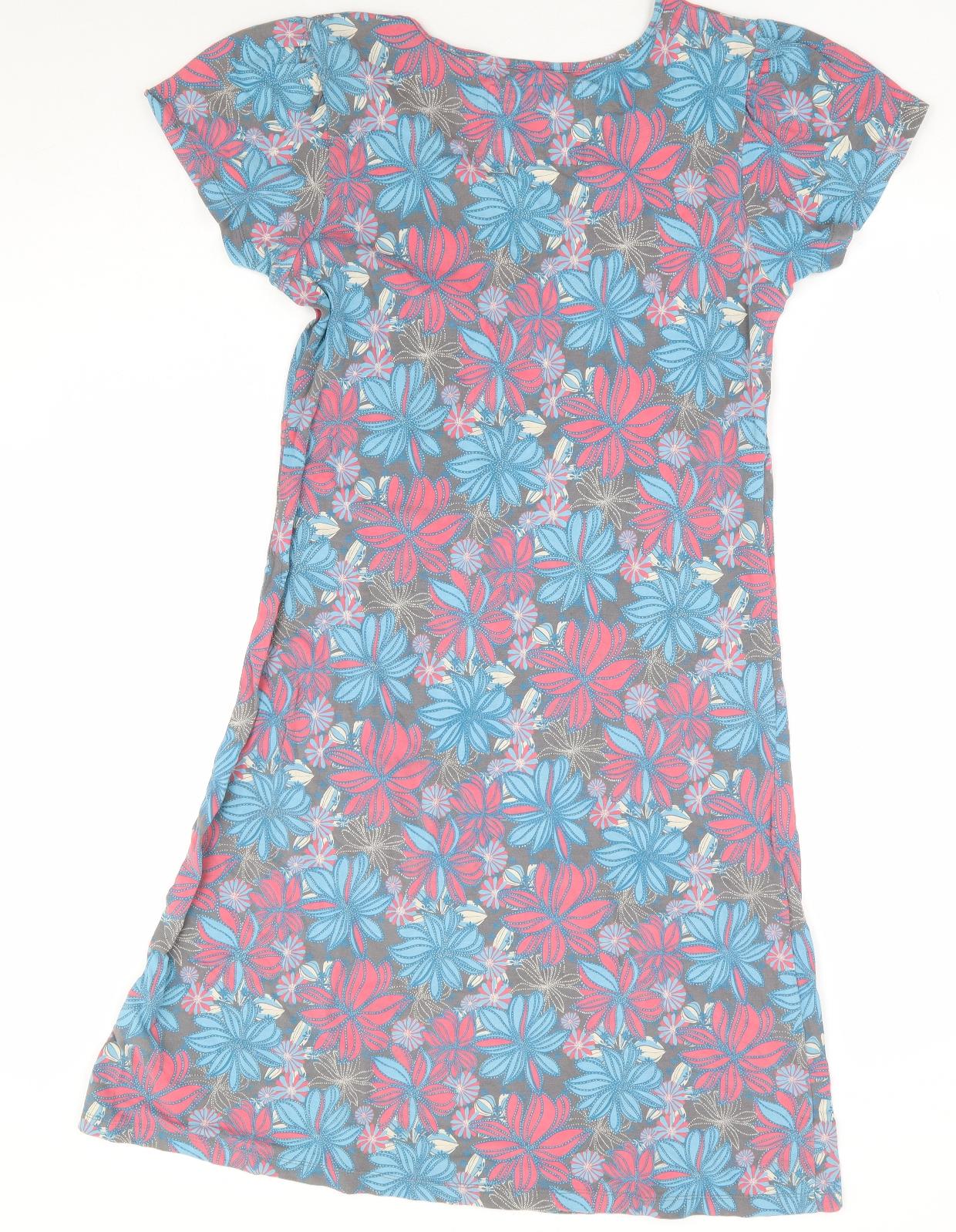 Mantaray Womens Multicoloured Floral Cotton A-Line Size 12 V-Neck Pullover