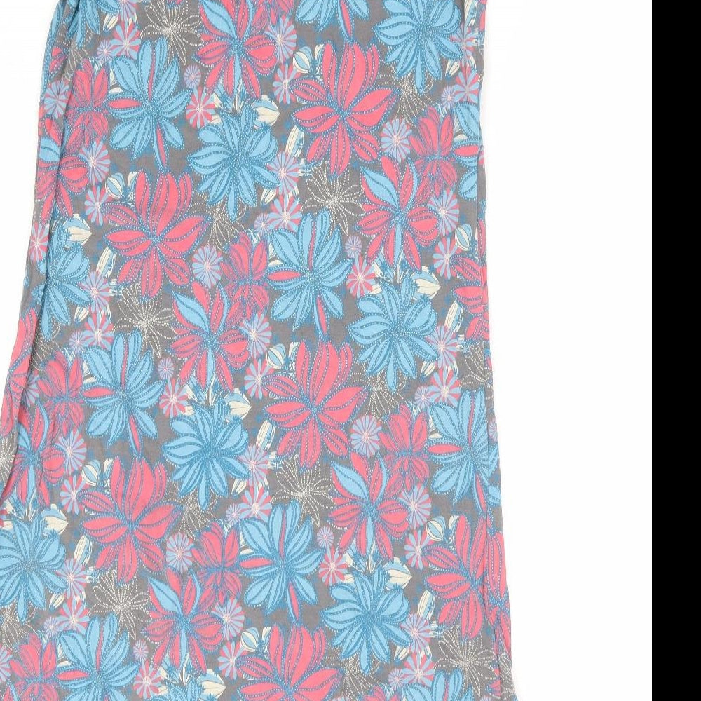 Mantaray Womens Multicoloured Floral Cotton A-Line Size 12 V-Neck Pullover