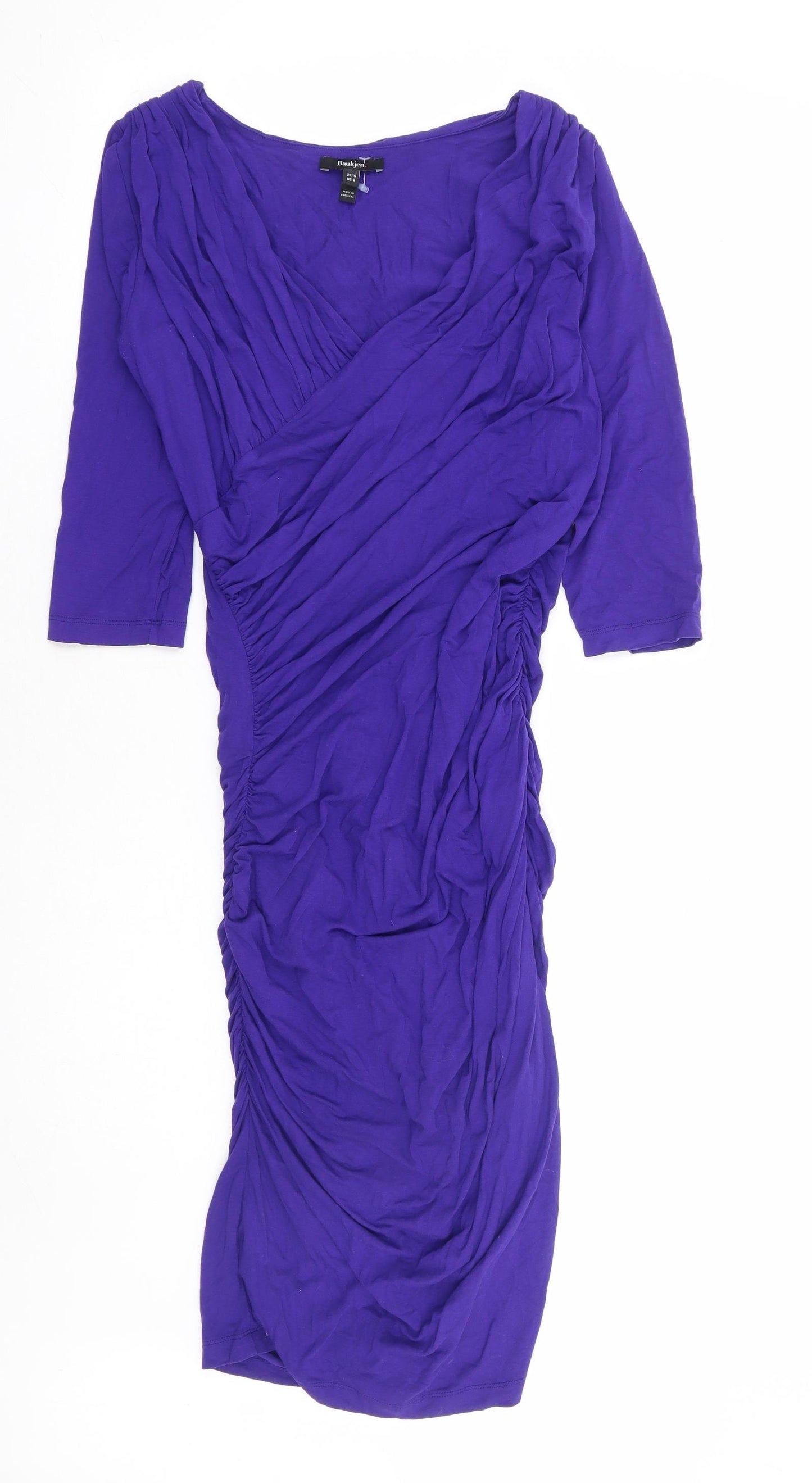 Baukjen Womens Purple Viscose Bodycon Size 10 V-Neck Pullover