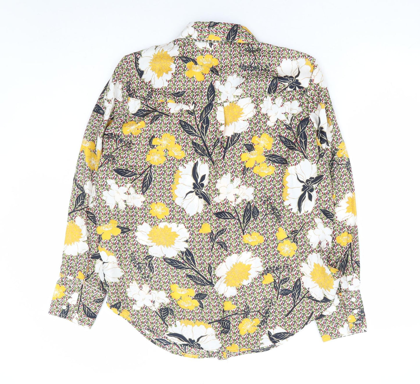 Zara Womens Multicoloured Floral Polyester Basic Button-Up Size S Collared