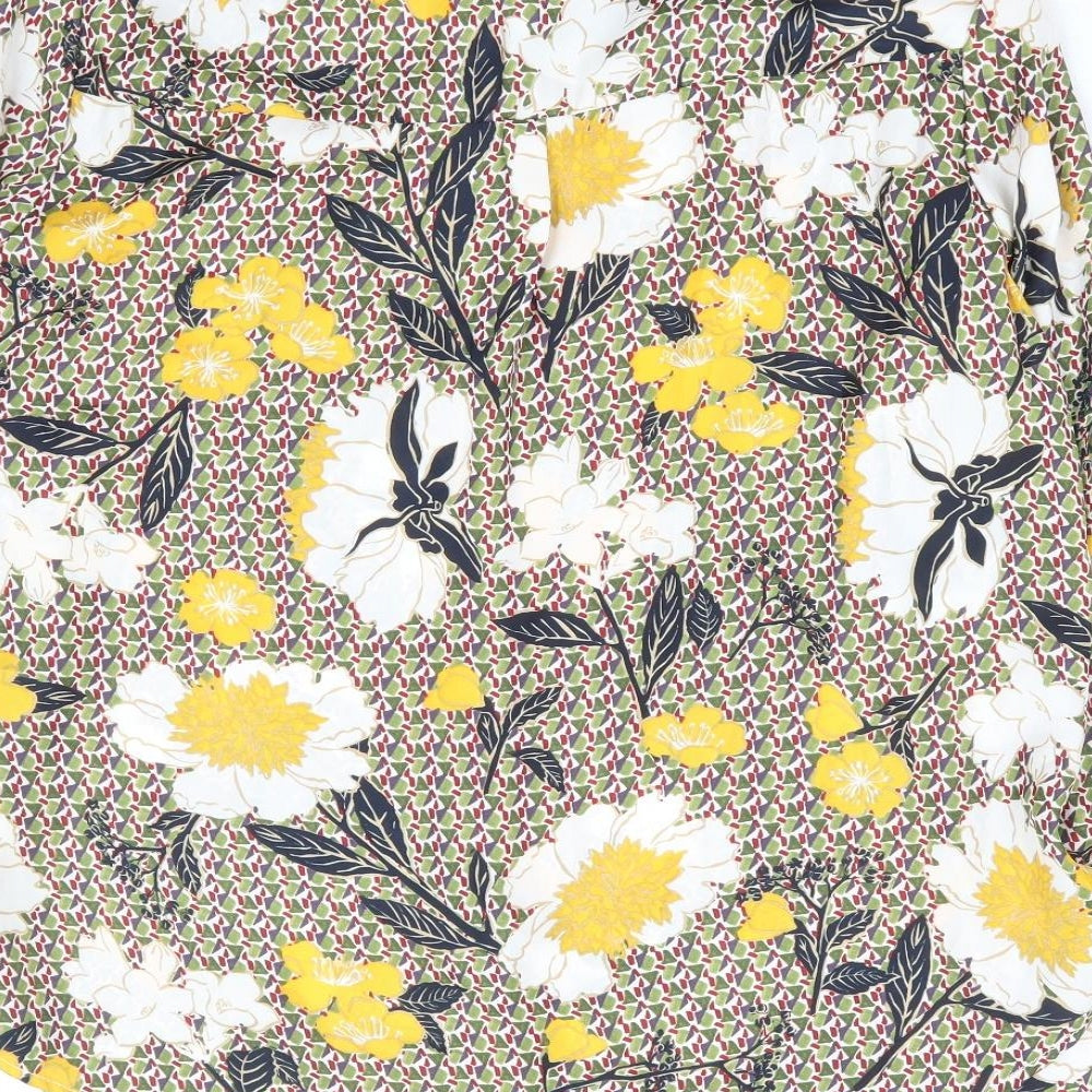 Zara Womens Multicoloured Floral Polyester Basic Button-Up Size S Collared
