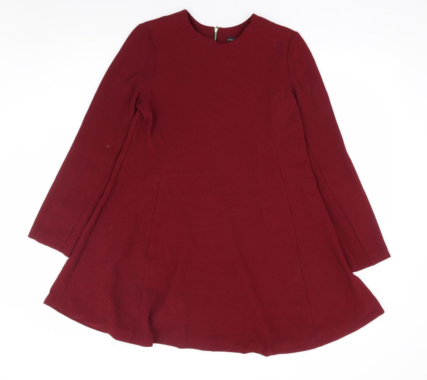 Primark Womens Red Polyester A-Line Size 8 Round Neck Zip