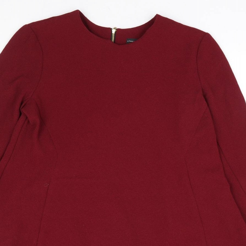 Primark Womens Red Polyester A-Line Size 8 Round Neck Zip