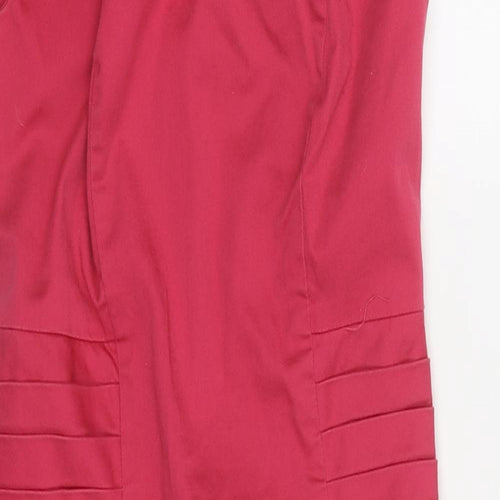 Warehouse Womens Pink Polyester Pencil Dress Size 10 Round Neck Zip