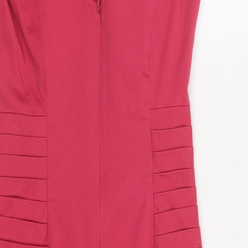 Warehouse Womens Pink Polyester Pencil Dress Size 10 Round Neck Zip