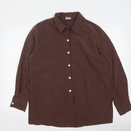 mackays Womens Brown Polyester Basic Button-Up Size 14 Collared
