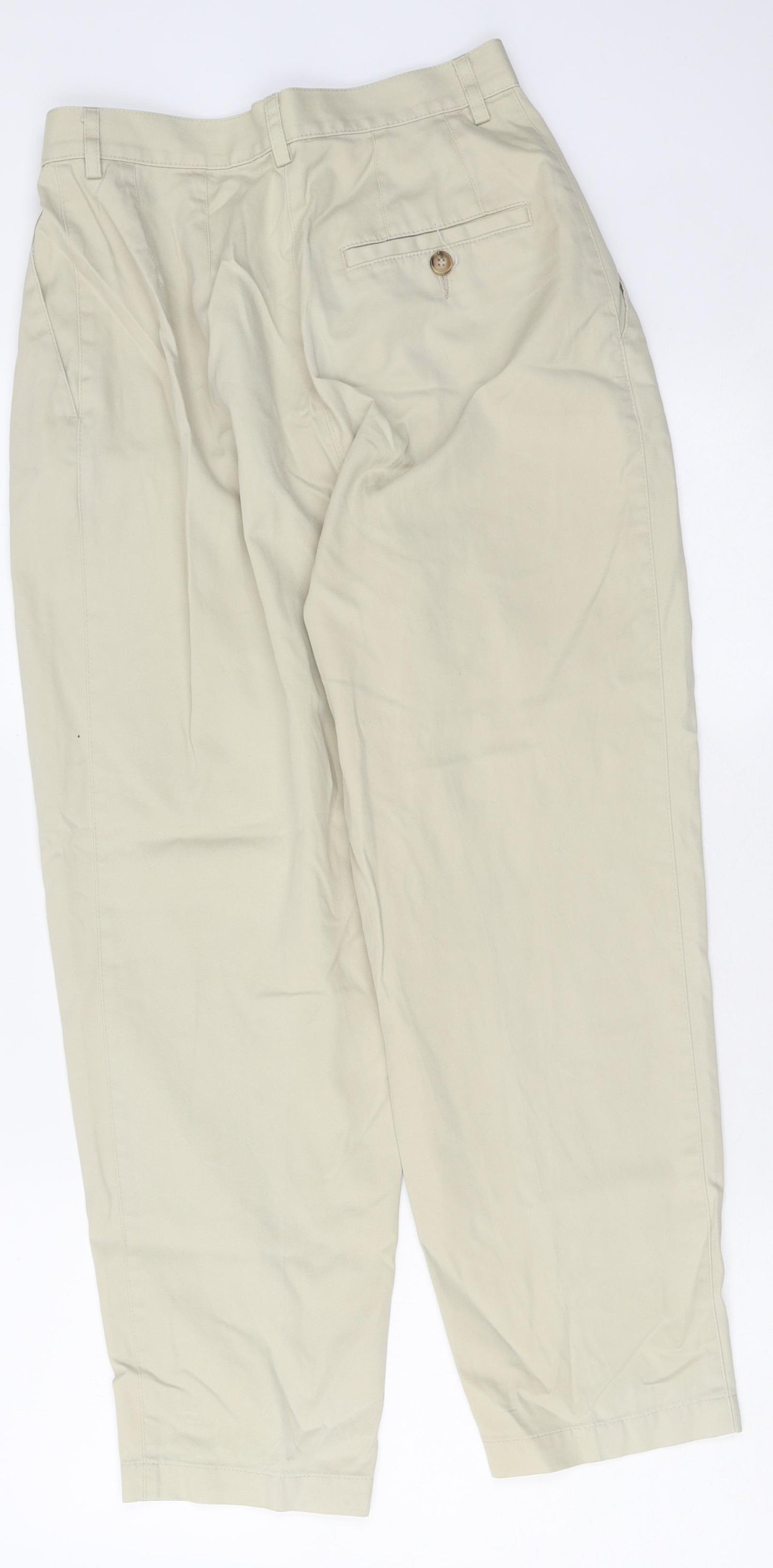 Marks and Spencer Womens Beige Polyester Trousers Size 12 L35 in Regular Zip