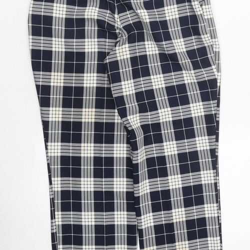 Primark Womens Black Plaid Polyester Trousers Size 6 L35 in Regular Zip