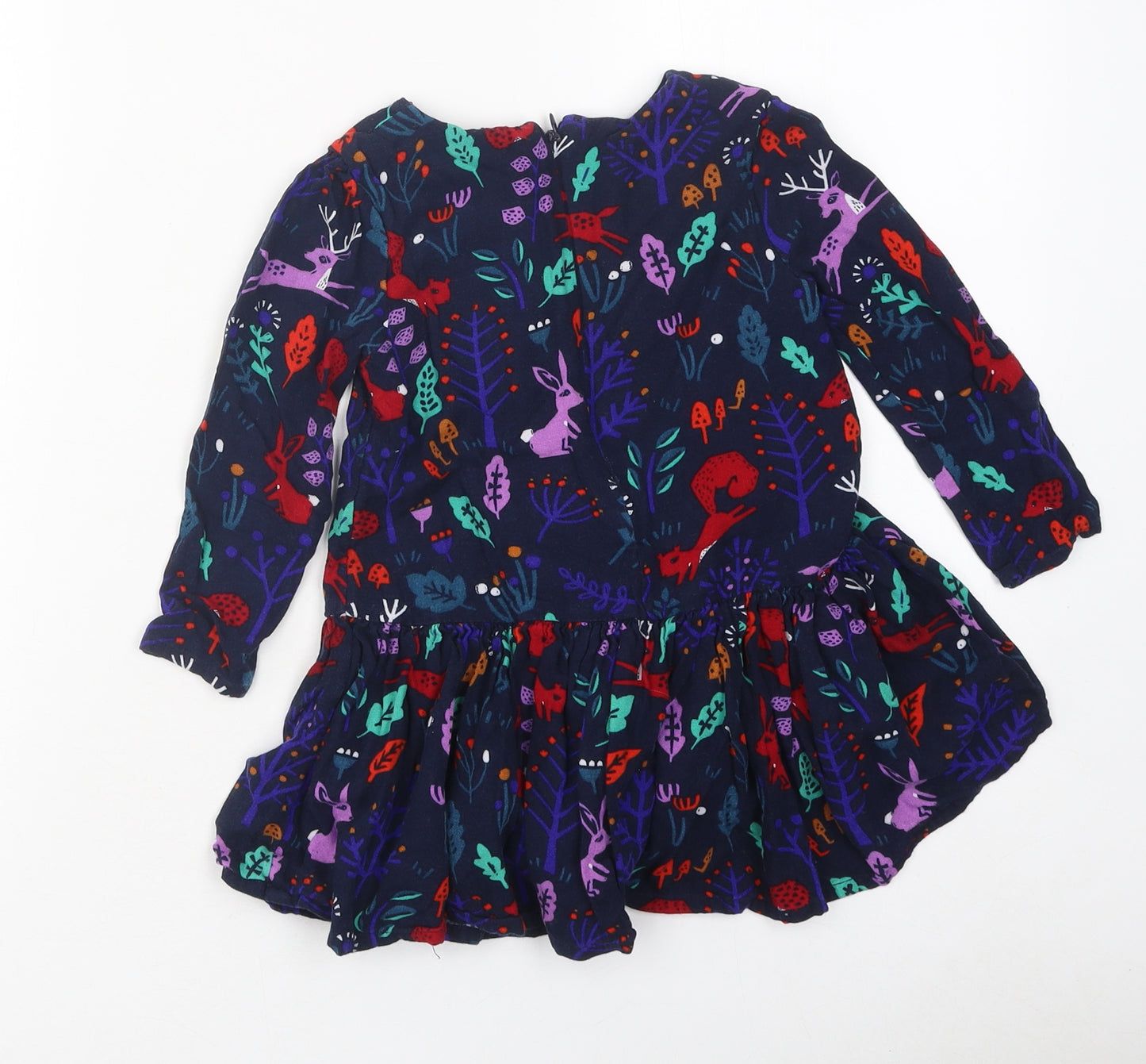 Marks and Spencer Girls Multicoloured Geometric Polyester Skater Dress Size 2-3 Years Round Neck Zip - Bunny