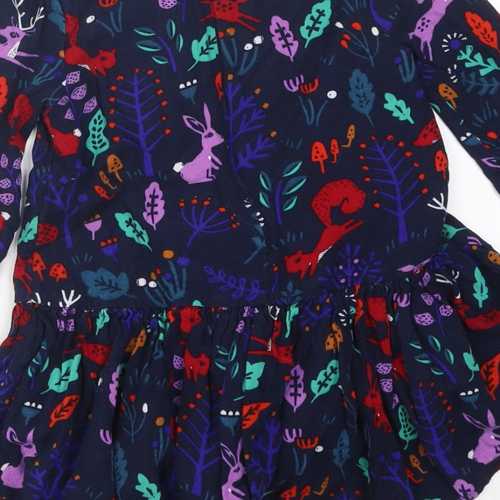 Marks and Spencer Girls Multicoloured Geometric Polyester Skater Dress Size 2-3 Years Round Neck Zip - Bunny