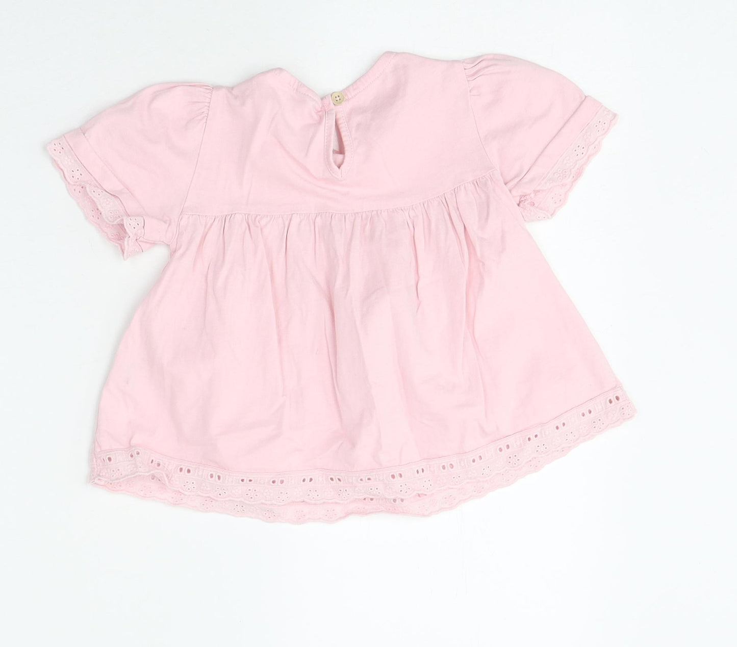 Zara Girls Pink Polyester Basic T-Shirt Size 3-4 Years Round Neck Button