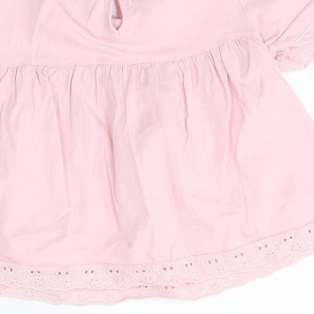 Zara Girls Pink Polyester Basic T-Shirt Size 3-4 Years Round Neck Button