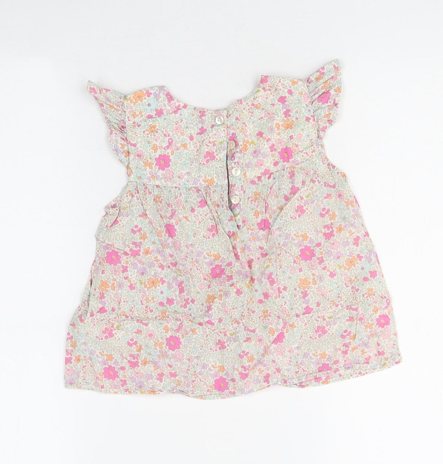 NEXT Girls Multicoloured Floral Polyester Basic Blouse Size 2-3 Years Round Neck Button