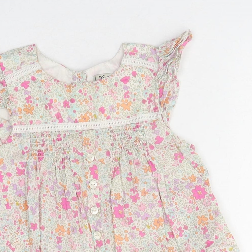 NEXT Girls Multicoloured Floral Polyester Basic Blouse Size 2-3 Years Round Neck Button