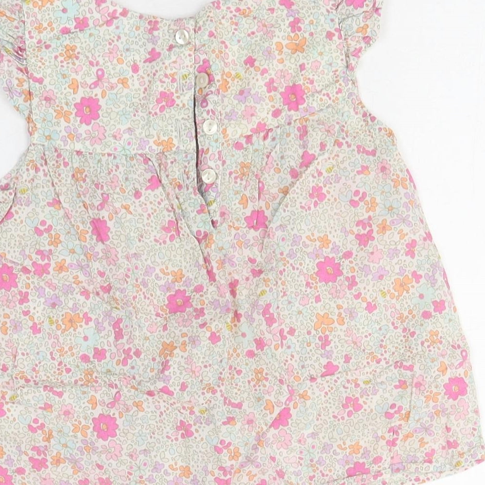NEXT Girls Multicoloured Floral Polyester Basic Blouse Size 2-3 Years Round Neck Button