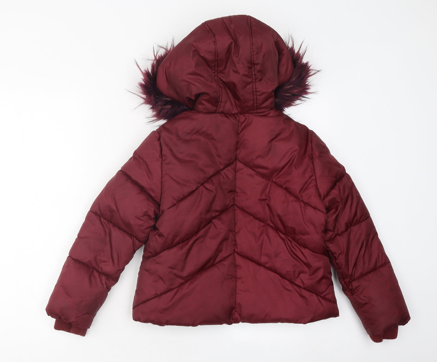 Very Girls Red Puffer Jacket Coat Size 8 Years Zip