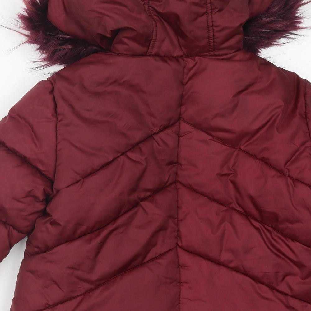 Very Girls Red Puffer Jacket Coat Size 8 Years Zip