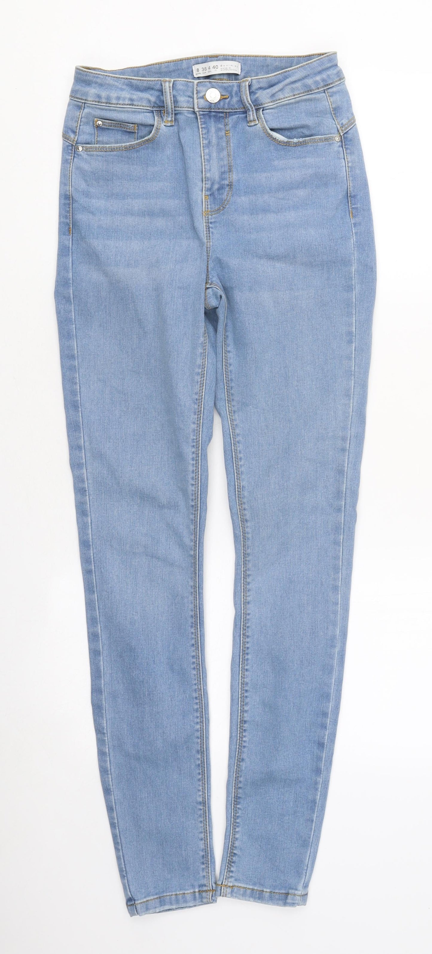 Primark Womens Blue Cotton Skinny Jeans Size 8 L36 in Regular Zip