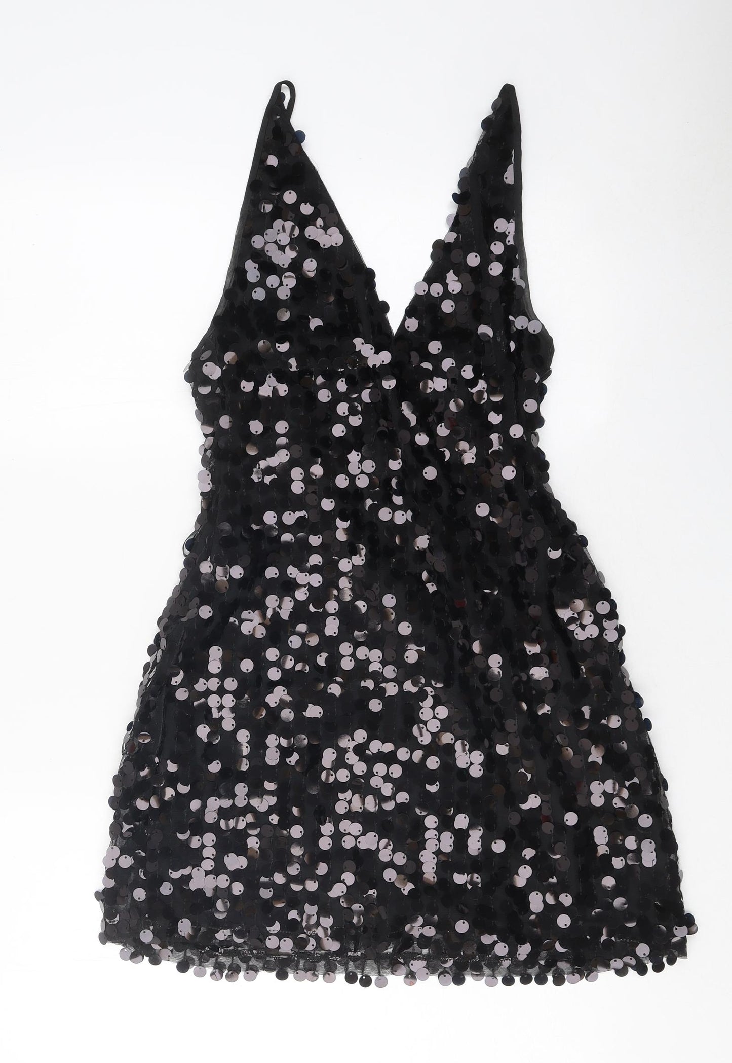 AX Paris Womens Black Polyester Mini Size S V-Neck Pullover