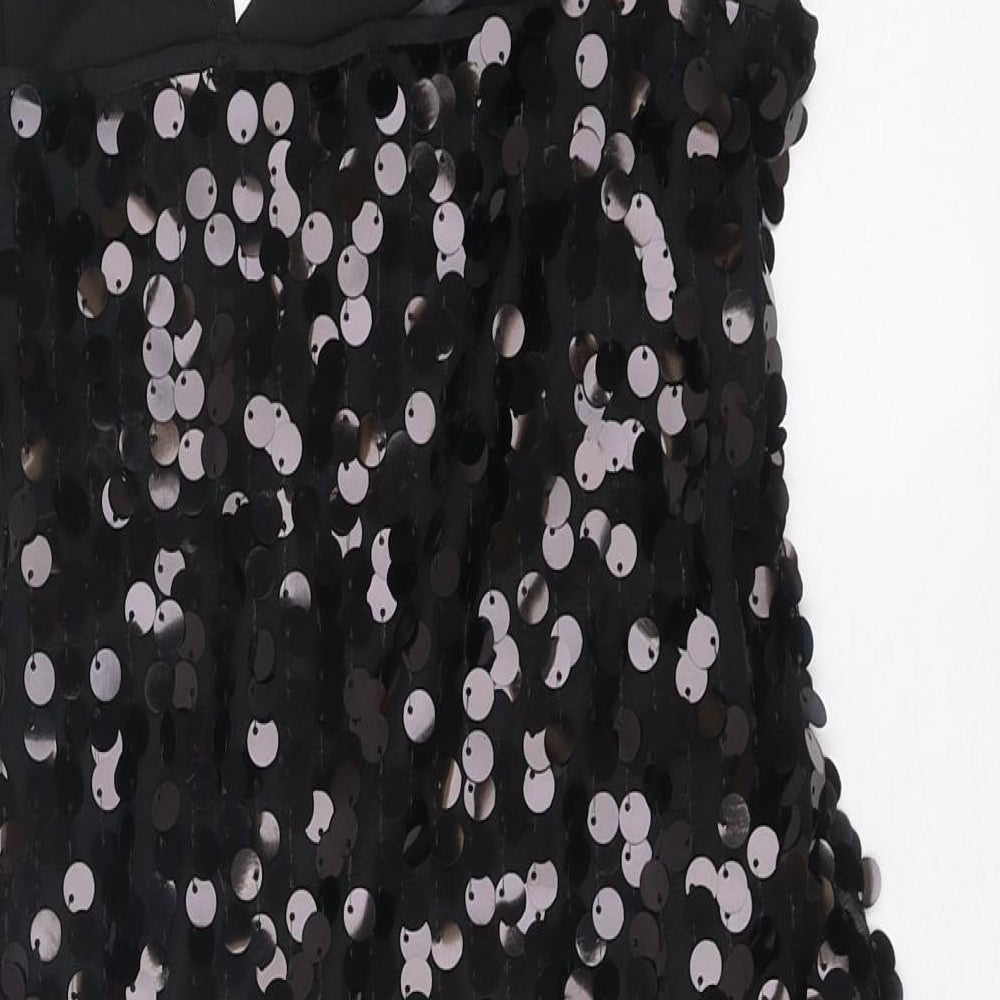 AX Paris Womens Black Polyester Mini Size S V-Neck Pullover