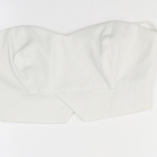 Topshop Womens White Polyester Cropped Blouse Size 8 Off the Shoulder