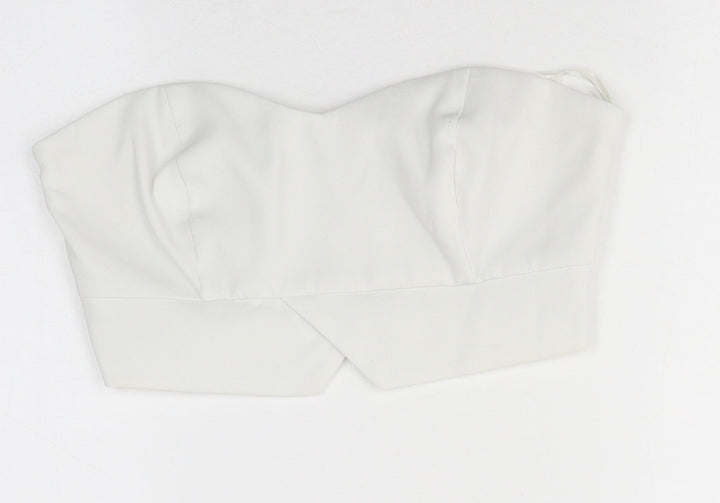 Topshop Womens White Polyester Cropped Blouse Size 8 Off the Shoulder
