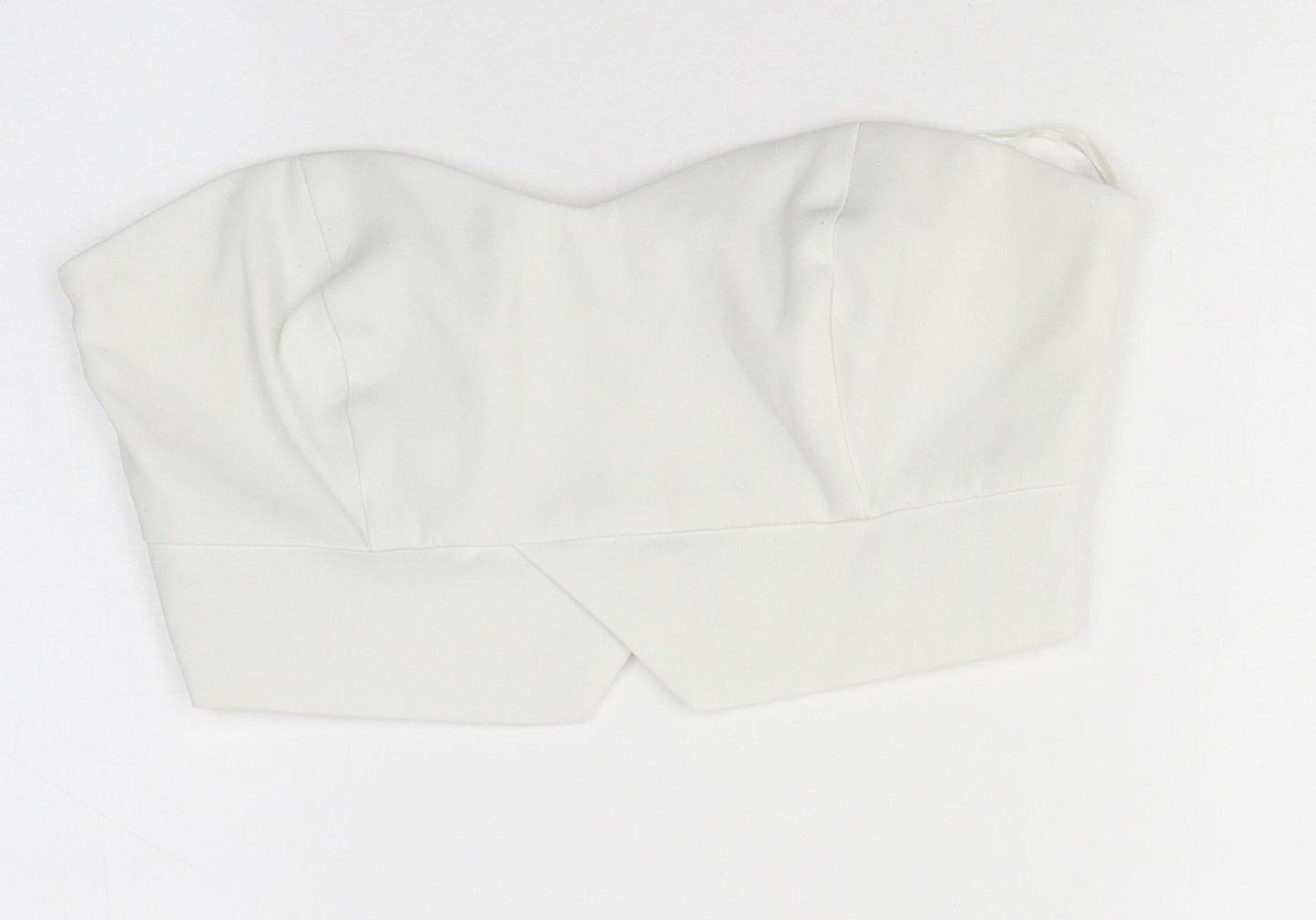 Topshop Womens White Polyester Cropped Blouse Size 8 Off the Shoulder