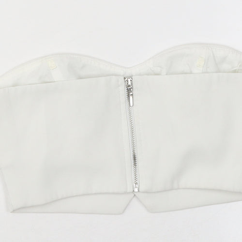 Topshop Womens White Polyester Cropped Blouse Size 8 Off the Shoulder