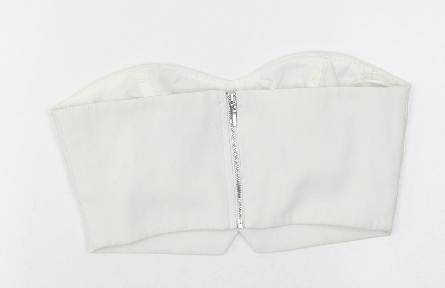 Topshop Womens White Polyester Cropped Blouse Size 8 Off the Shoulder