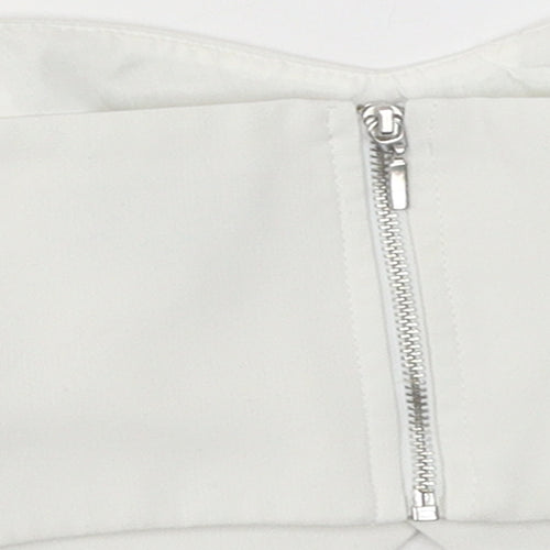Topshop Womens White Polyester Cropped Blouse Size 8 Off the Shoulder