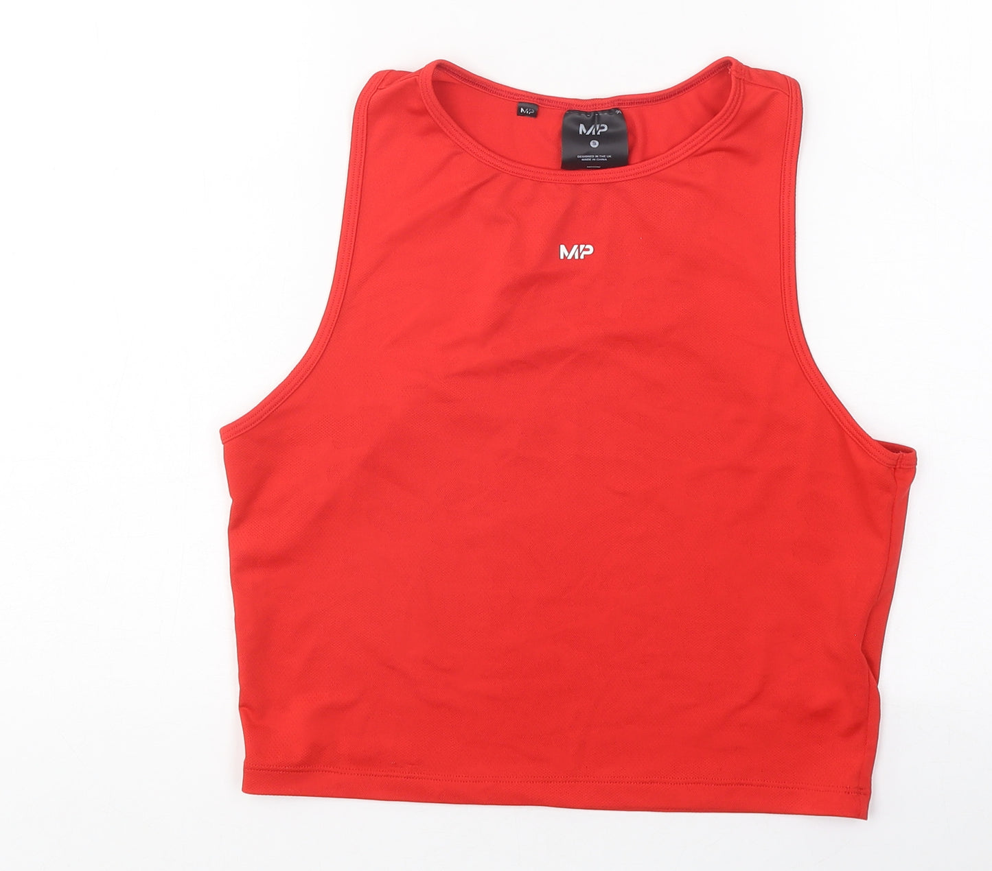 MP Womens Red Polyester Cropped Tank Size S Roll Neck